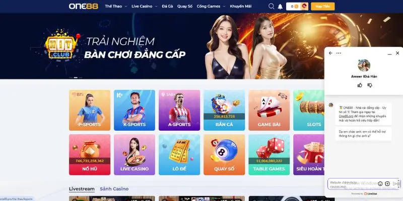 Liên hệ one88 hỗ trợ nhanh chóng